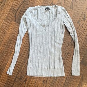 Express Light Gray Ribbed Sweater